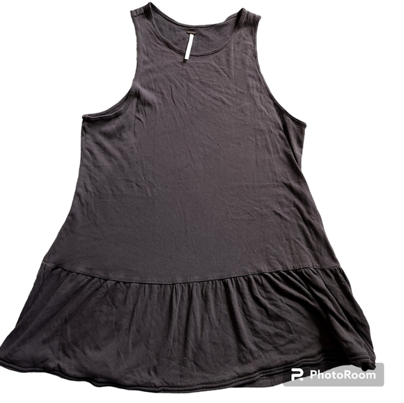 Free People Brittany Grey Ruffle Peplum Mini Dress sz S - Picture 3 of 5